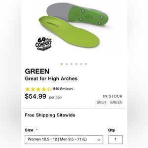 Superfeet Green insoles Sz “E” *brand new*